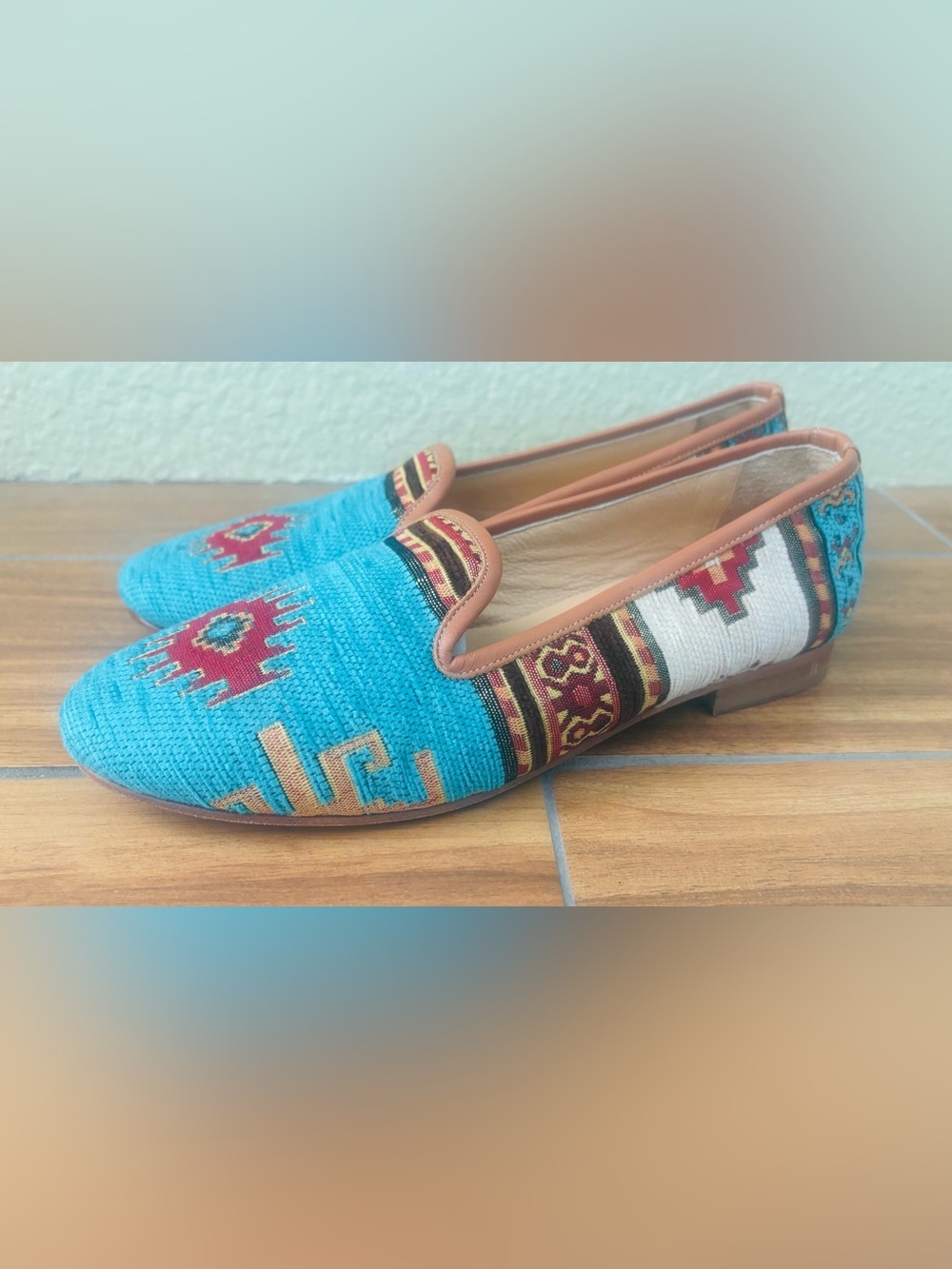7  Hills Living Handwoven Carpet Turkish Kilim Loafer Slippers Size
